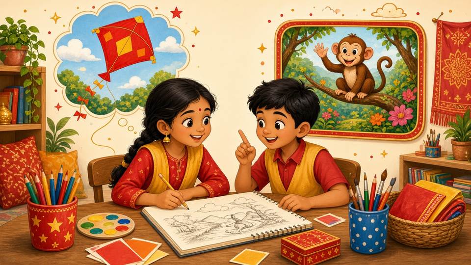 Children turning an idea into a picture story